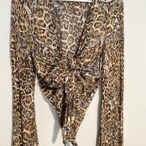Vici Leopard Tie Front Top